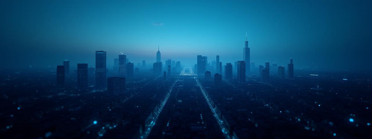 Panorama di Milano con connessioni digitali astratte
